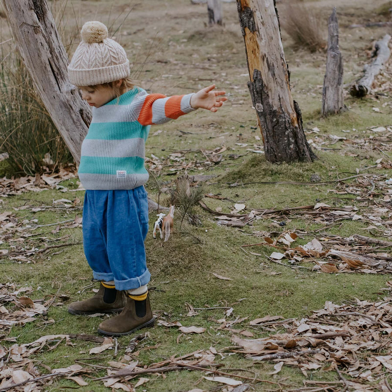 Rustic Brown Boy Kids Blunnies Blundstone 2496 Green Kid Suede Boots